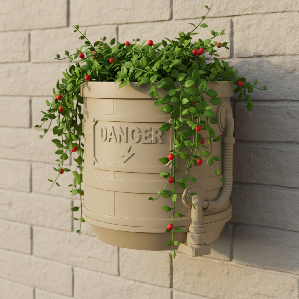 Front view of the Hazard warning plate wall planter