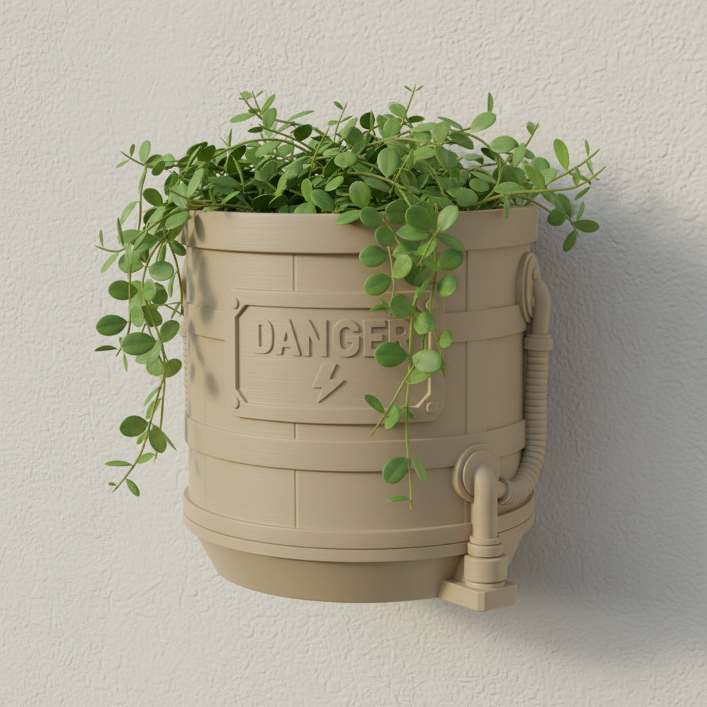 Hazard custom text industrial wall planter