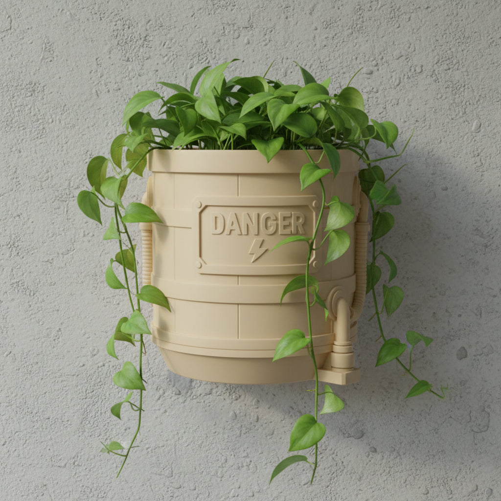 Close view of the industrial details on the Hazard wall planter