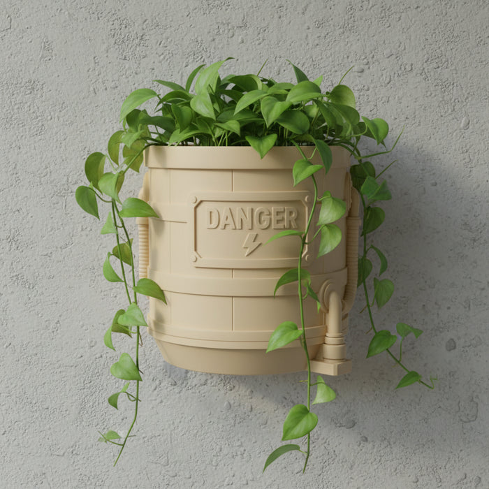 Custom Text/Color Wall Planter Pot – Industrial 3D Printed Personalized Plant Pot "Hazard"