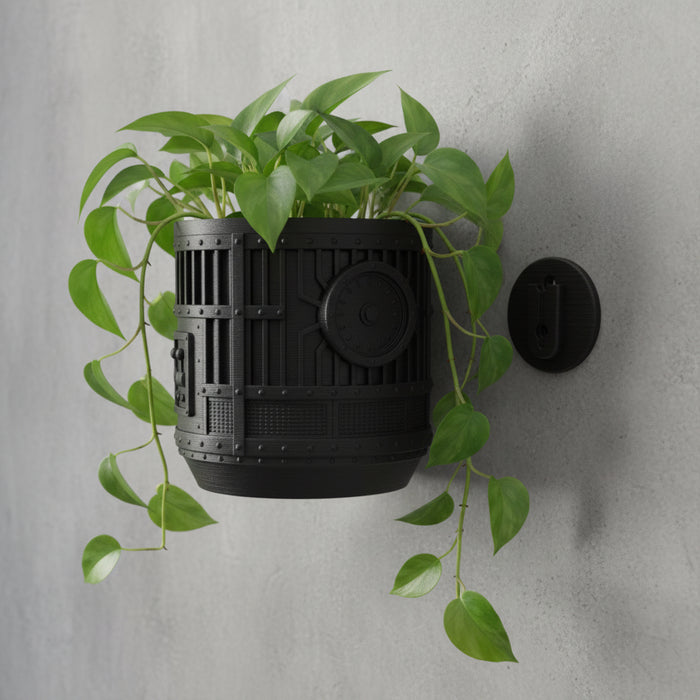 Industrial 3D Printed Wall Planter Pot "Titan" with Drainage