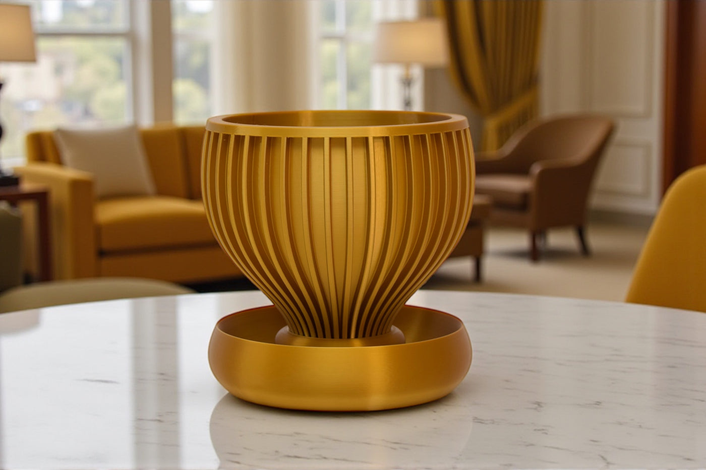 Yin ribbed indoor planter, product view 2