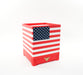 American flag planter pot with navy star panel and gold eagle detail on red base