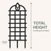 Arbora plant trellis total height guide showing that the selected height includes the ground stakes