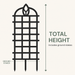 Arbora plant trellis total height guide showing that the selected height includes the ground stakes