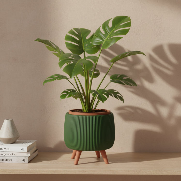 Planter pot "Arco "with Removable Liner & Four Legs – 3D Printed Plant Pot / Cachepot, 3" 5" 7", Elevated Drainage