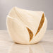 Aurelia cream white planter side view with textured body and overlapping botanical leaves