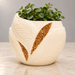 Aurelia Planter Pot — Leaf Design & Gold Accents