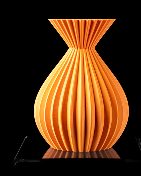 Auri bulbous ribbed vase with flared neck, front product view