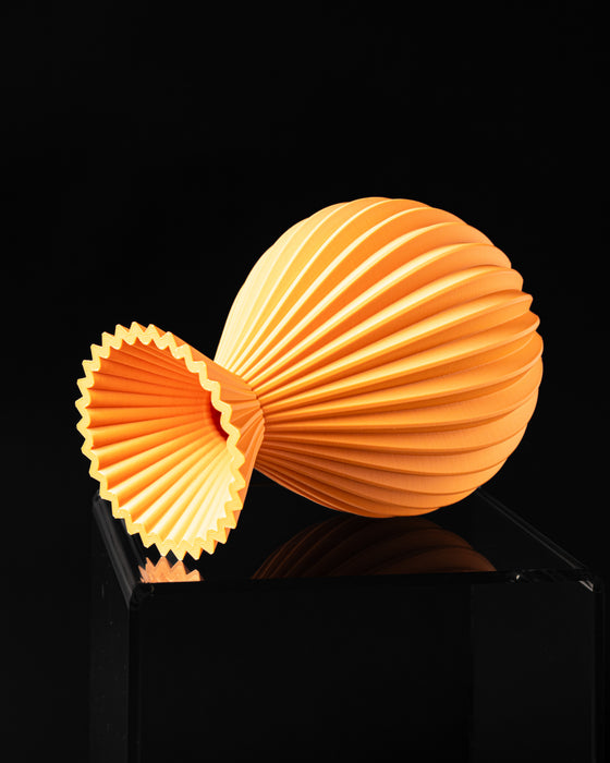 Auri sculptural ribbed vase, top and side view