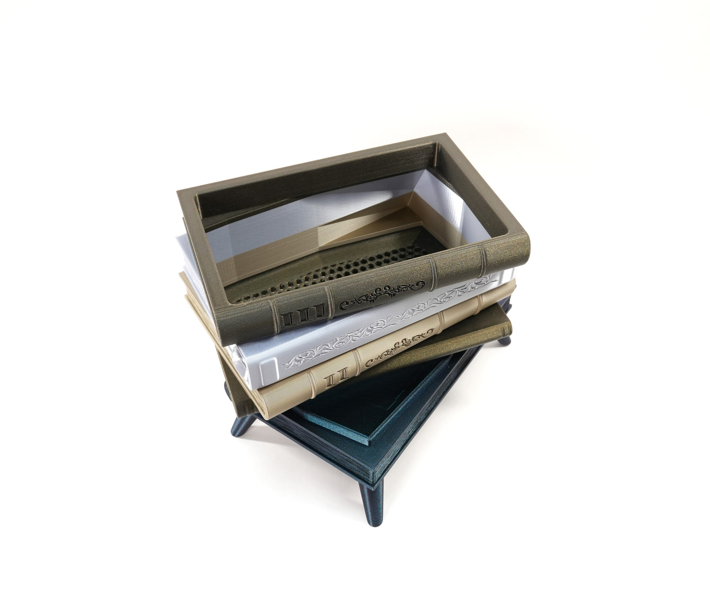 Custom-color book planter with legs Orven 5 for indoor display