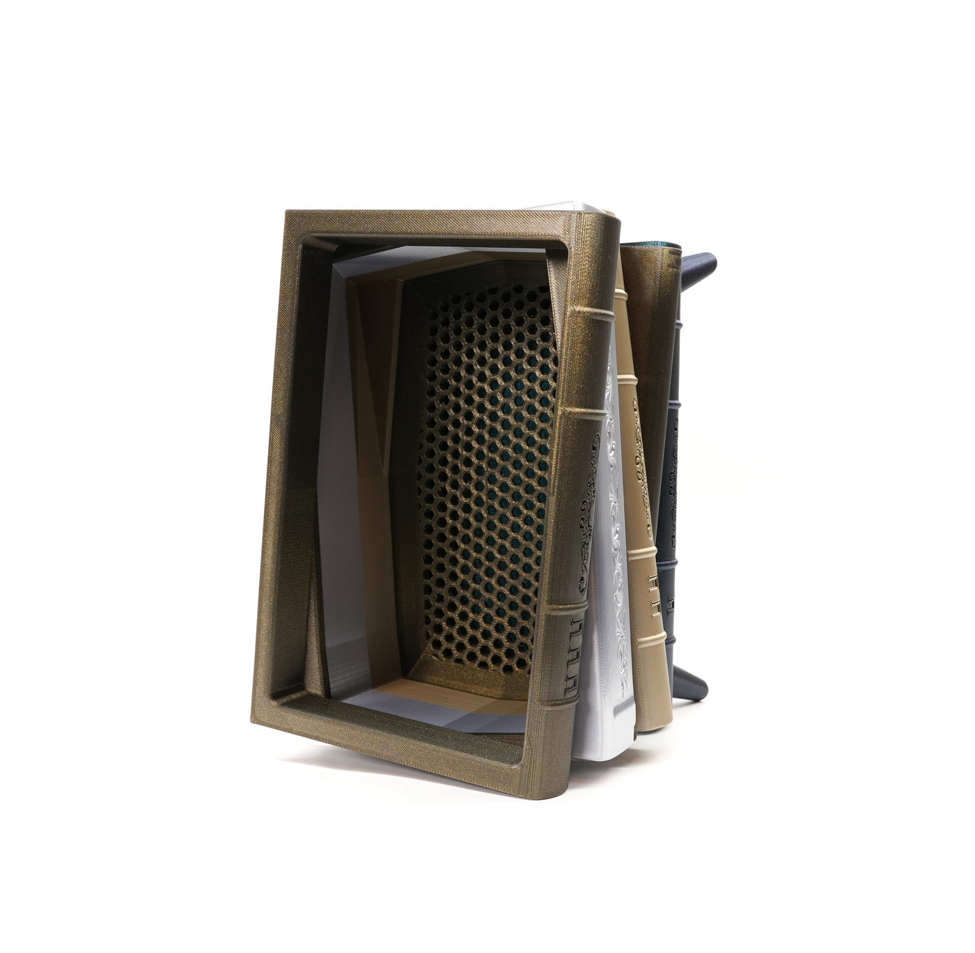 Raised book stack planter Orven 5 with individually selected book colors