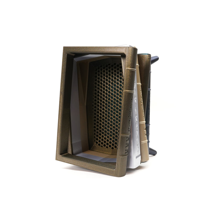 Raised book stack planter Orven 5 with individually selected book colors