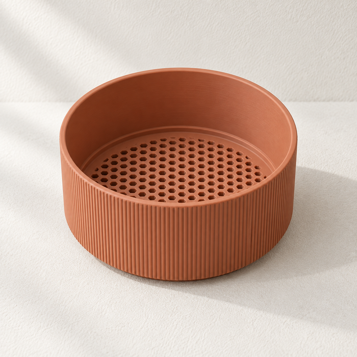 Low-Profile Ribbed Bonsai Planter with Drainage Option | Tori