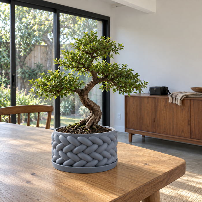 Braided Texture Bonsai Planter with Drainage Option | Braido