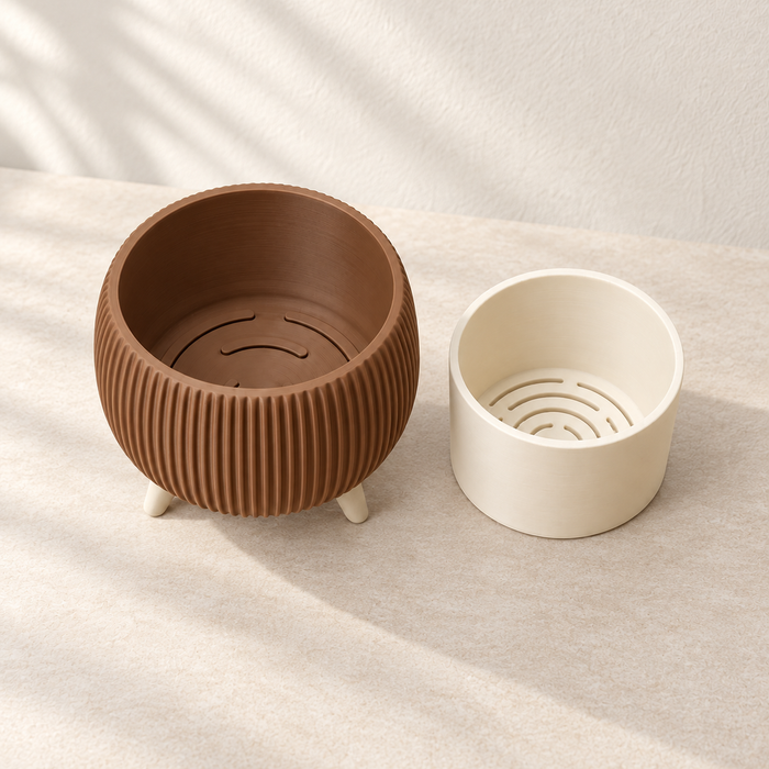 Two-Color Bonsai Planter with Legs and Inner Insert | Arco