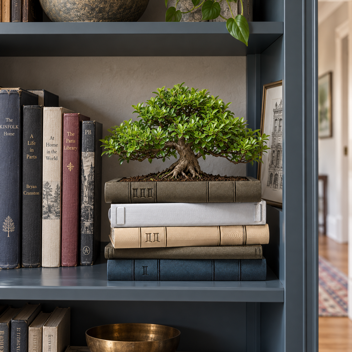 Orven 4 book planter product view featuring stacked hardcover details and integrated top opening