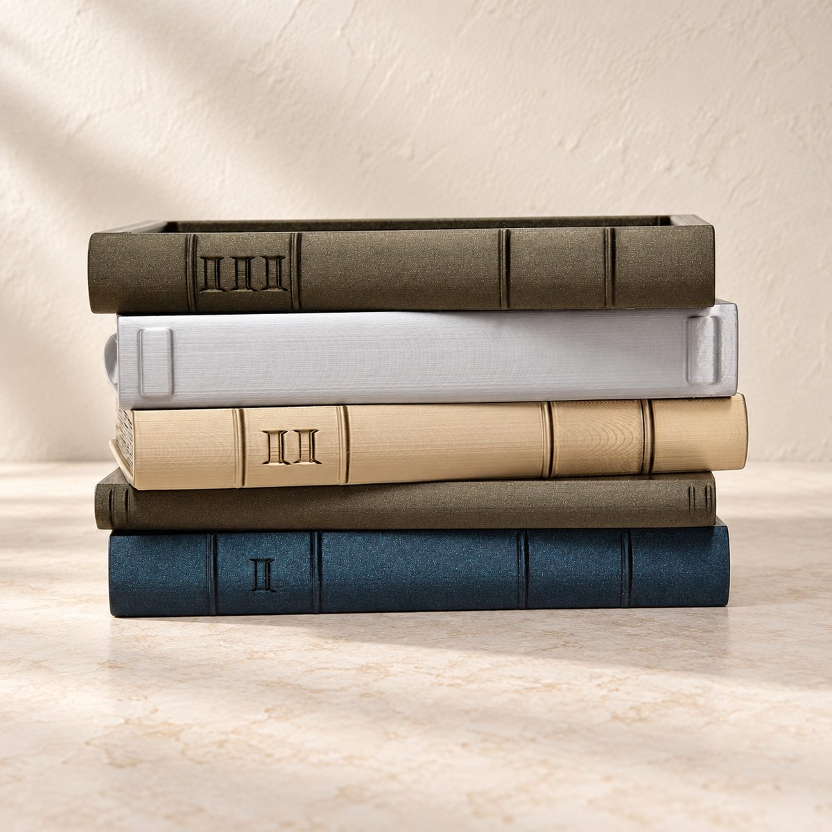 Orven 4 book planter showing stacked hardcover details and integrated top opening across the design