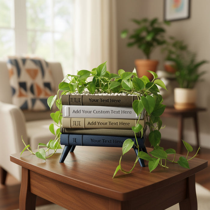 Custom color and text Book Planter Pot with legs "Orven 6"