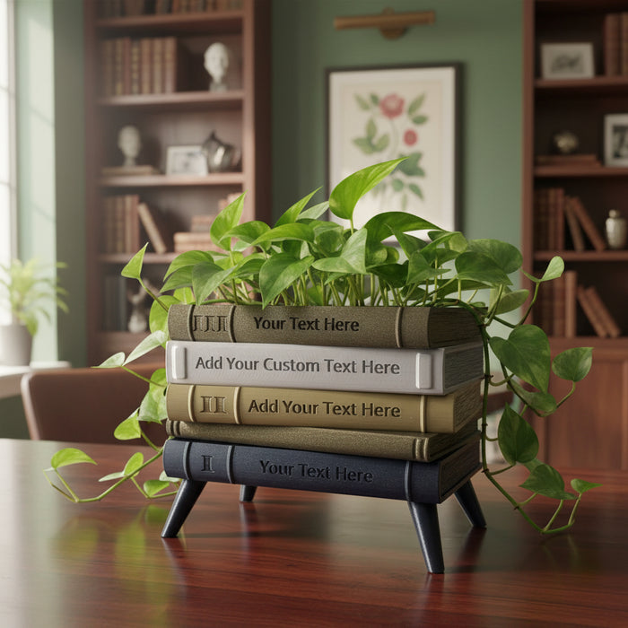 Custom color and text Book Planter Pot with legs "Orven 6"