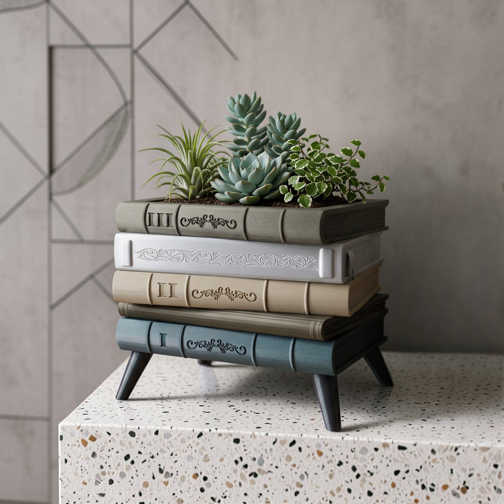 Book Planter with Legs "Orven 5" | Custom Multicolor Indoor Pot