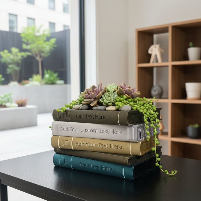 Custom color and text Book Planter Pot "Orven 6"