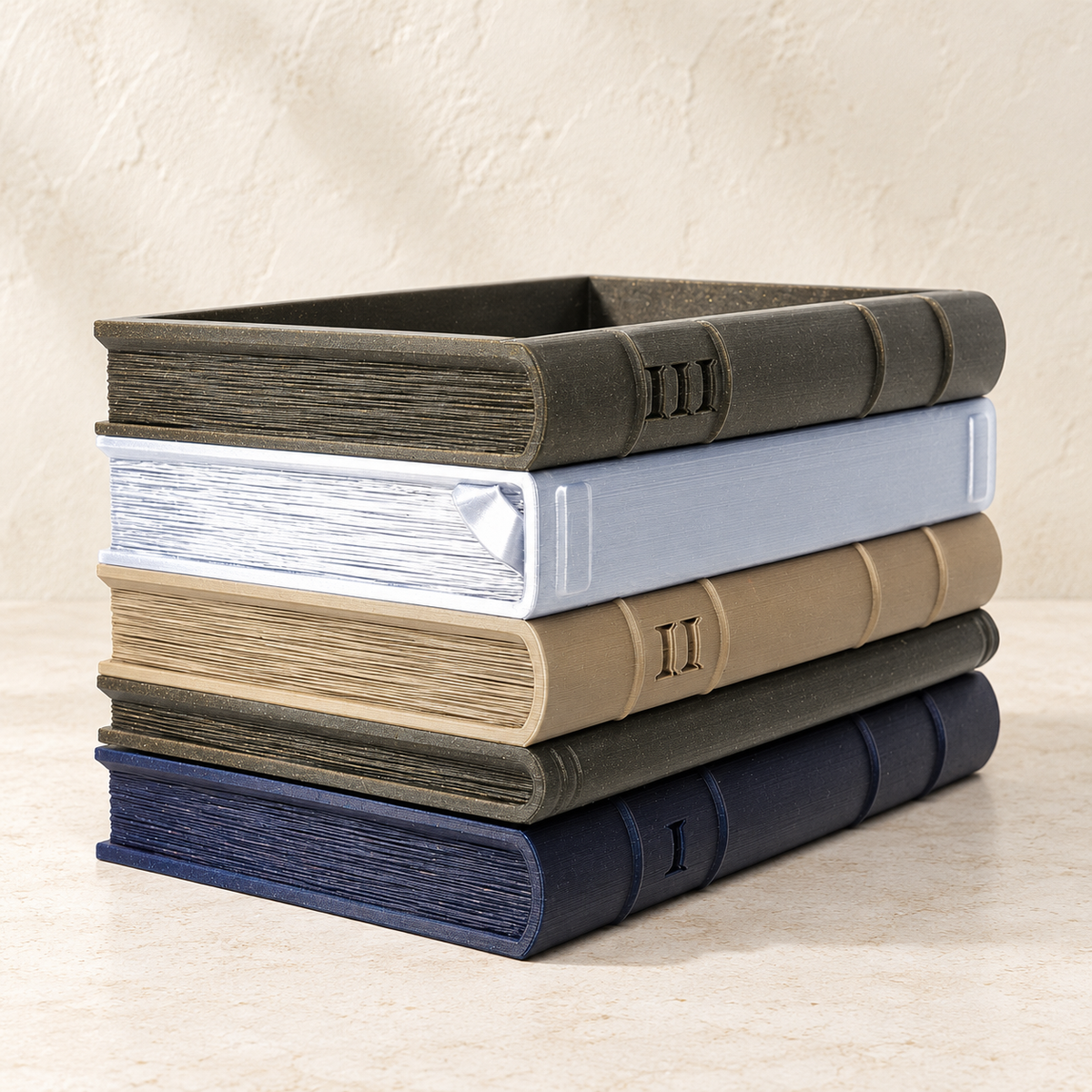 Orven 2 decorative book planter featuring stacked book spines and Roman numeral details