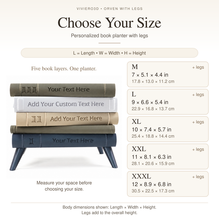 Personalized Book Planter with Legs “Orven 6” | Custom Text — product image 2