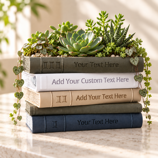 Personalized Book Planter “Orven 6” | Custom Text & Colors — product image 1