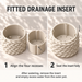 Braido assembly guide showing the removable drainage insert beside the planter and fitted inside