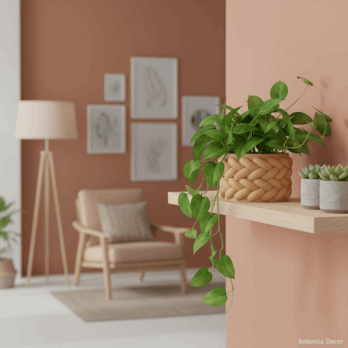 "Braido" Planter – 3D Printed Woven Pot with Saucer, Textured Modern Design for Indoor Plants