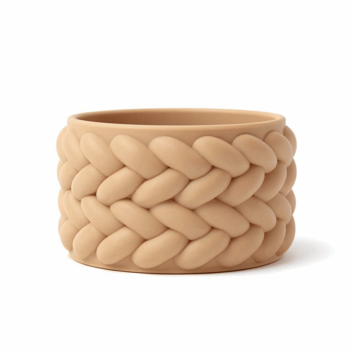 "Braido" Planter – 3D Printed Woven Pot with Saucer, Textured Modern Design for Indoor Plants