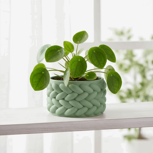 "Braido" Planter – 3D Printed Woven Pot with Saucer, Textured Modern Design for Indoor Plants