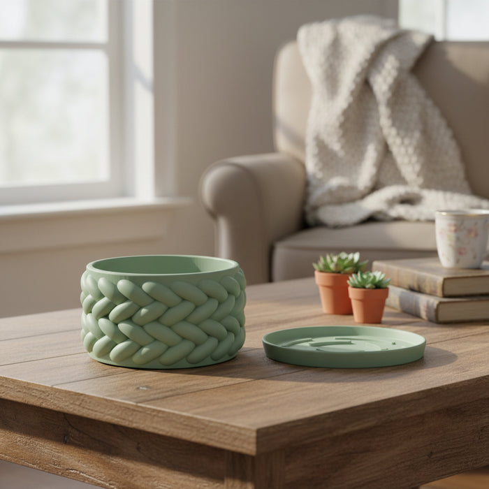 Modern Bonsai Planter “Braido” with Braided Texture