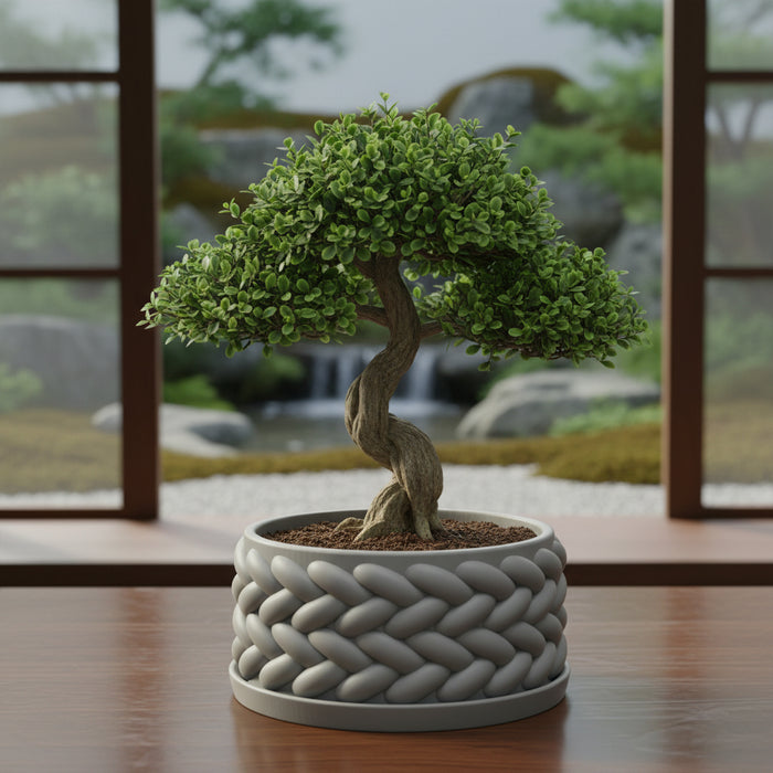 Modern Bonsai Planter “Braido” with Braided Texture