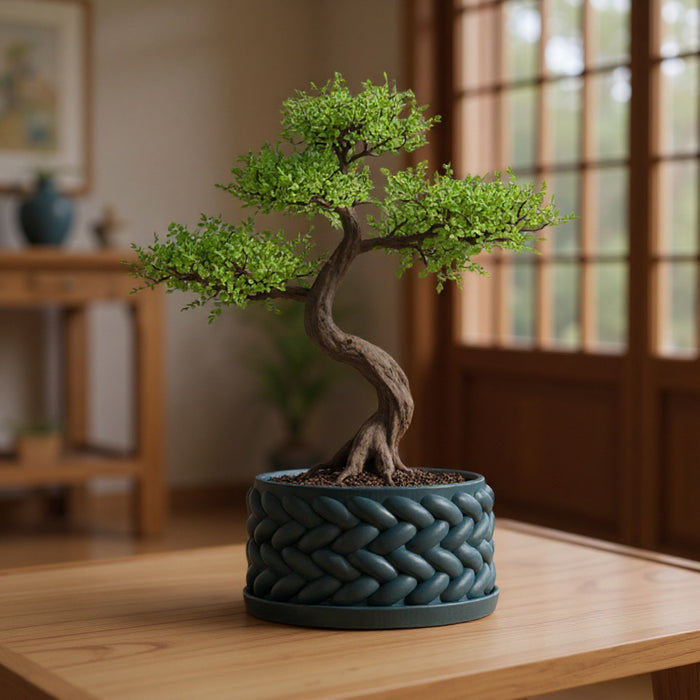 Modern Bonsai Planter “Braido” with Braided Texture