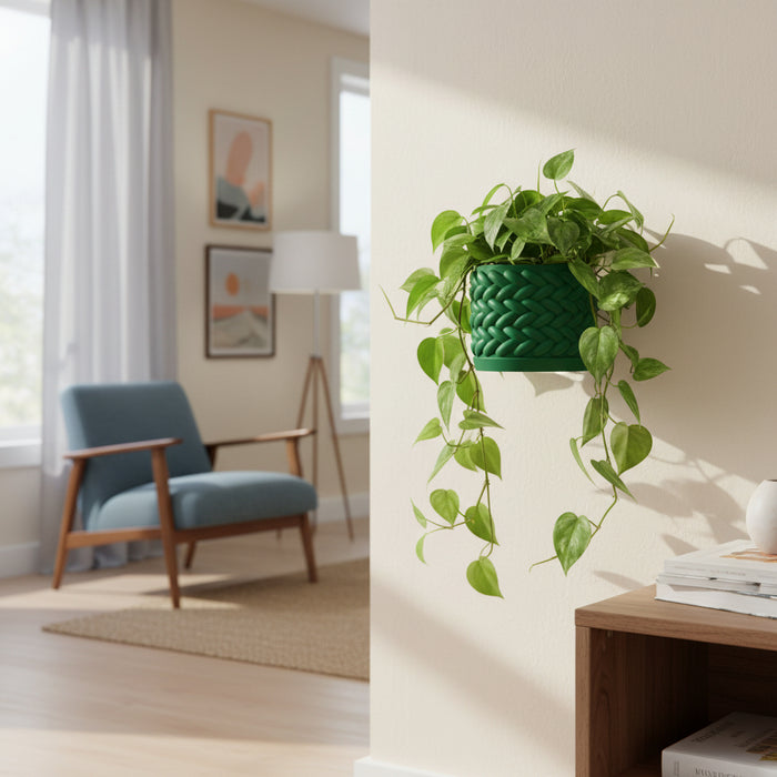 Wall Planter "Braido"– 3D Printed Braided Wall-Mounted Planter