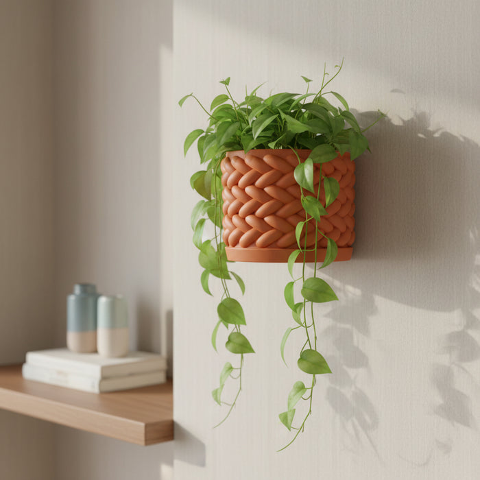 Wall Planter "Braido"– 3D Printed Braided Wall-Mounted Planter