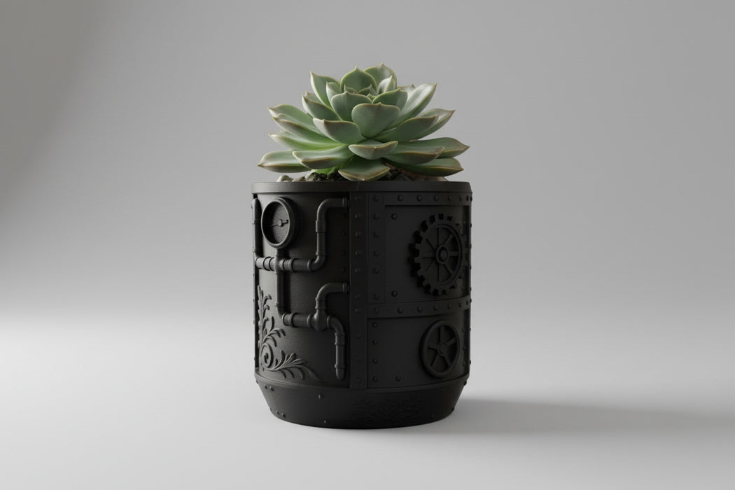 Unique Planter  "Brassel" with Drainage + Saucer