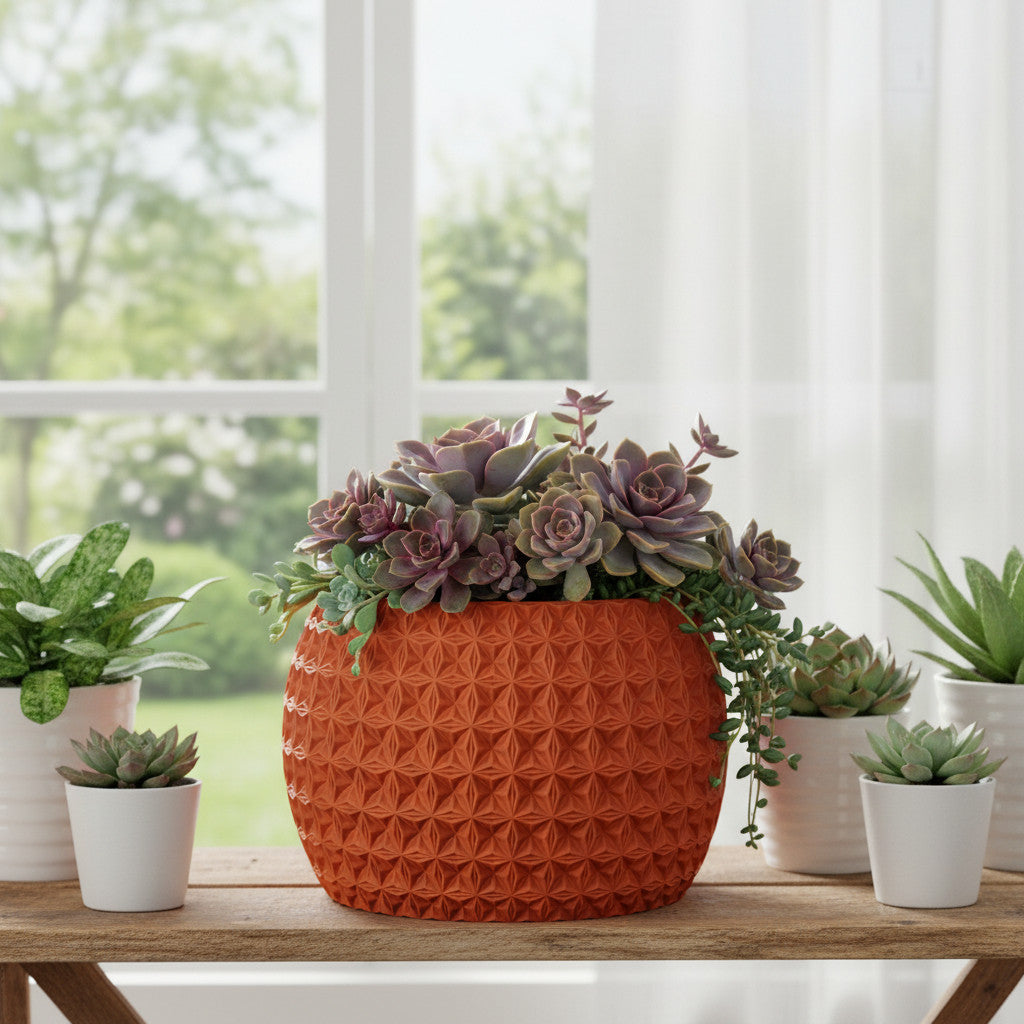 Burst geometric indoor planter, product view 2