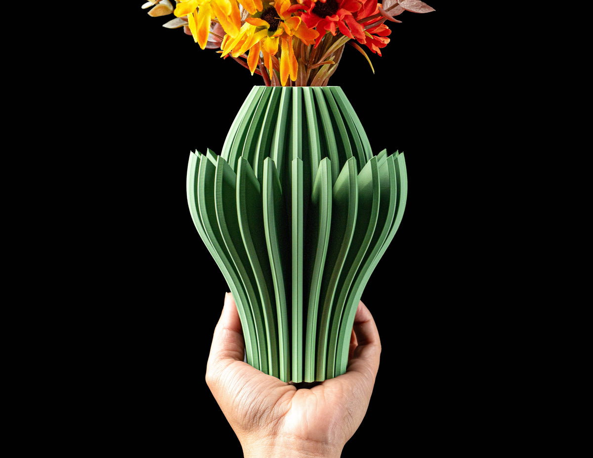 Calyra sculptural bloom vase with tall leaf-like petal fins