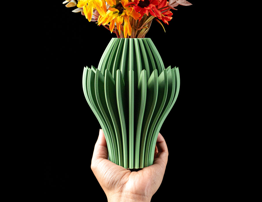 Calyra sculptural bloom vase with tall leaf-like petal fins