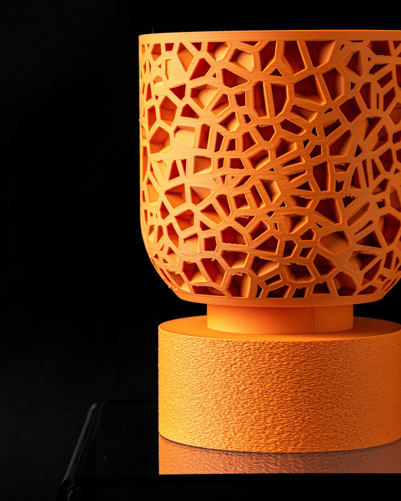 Close-up of Cella planter irregular open lattice texture
