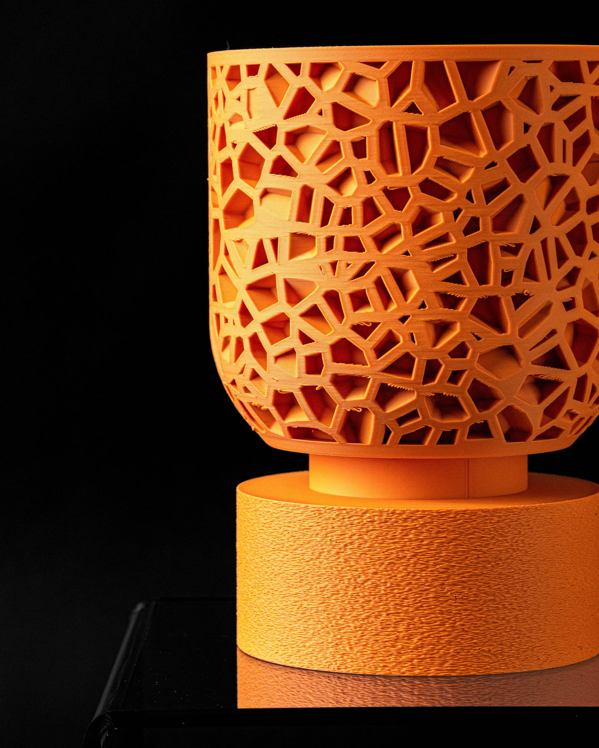 Close-up of Cella planter irregular open lattice texture