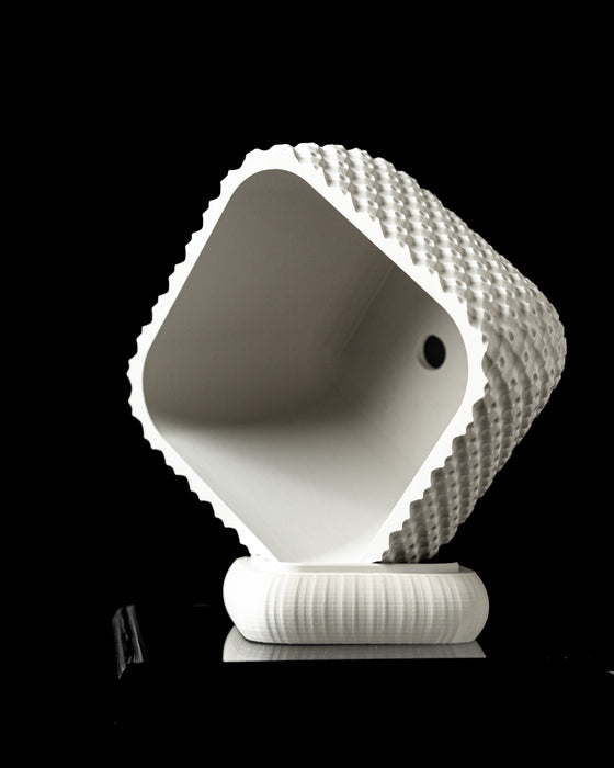 Connect planter tilted view showing square opening and textured exterior