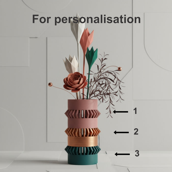 Custom 3D Printed Vase “Curn” – Choose Multicolor or Single Color, Modern Geometric Decor