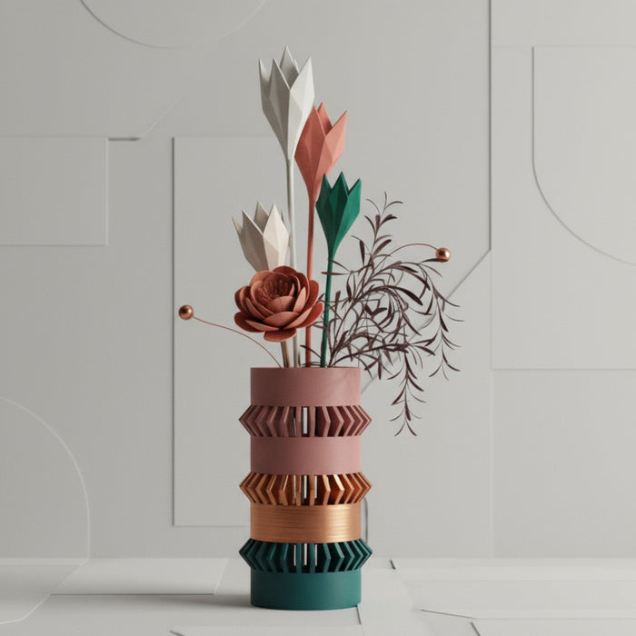Custom 3D Printed Vase “Curn” – Choose Multicolor or Single Color, Modern Geometric Decor