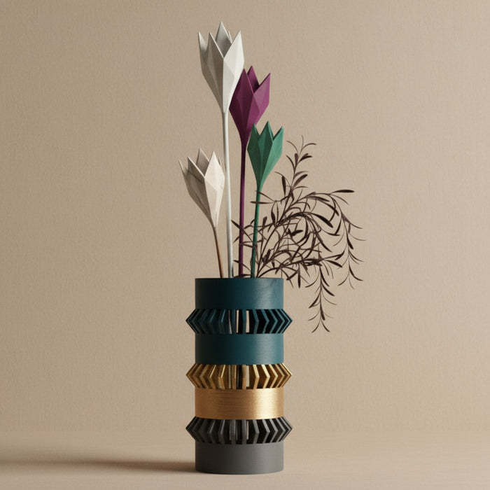 Custom 3D Printed Vase “Curn” – Choose Multicolor or Single Color, Modern Geometric Decor