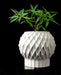 Diamond rounded faceted planter with plant, front product view