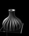 Dove fluted flower vase with bulb-shaped body, front view